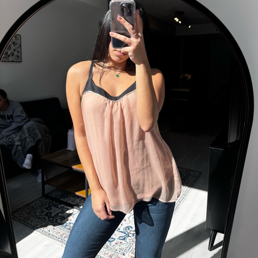 Elegant Peach and Black Women's Top